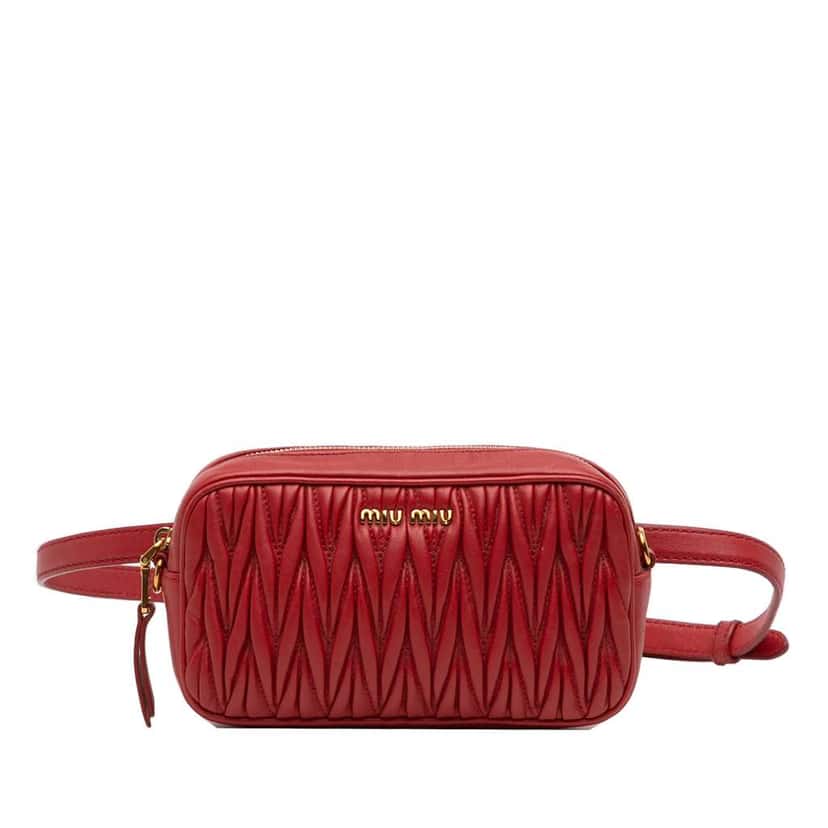 Miu Miu Matelasse Leather Belt Bag Red Leather Good condition - Front View