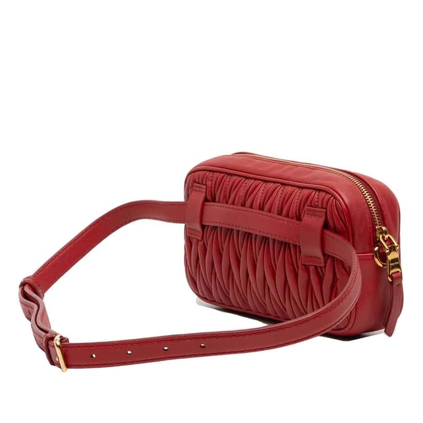 Miu Miu Matelasse Leather Belt Bag Red Leather Good condition - Back View