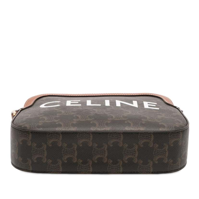 Celine Small Triomphe Coated Canvas Logo Camera Bag Brown Canvas Good condition - Inside View