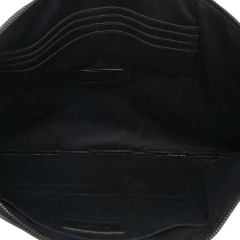 Saint Laurent Croc Embossed Leather Monogram Clutch Black Leather Good condition - Model View