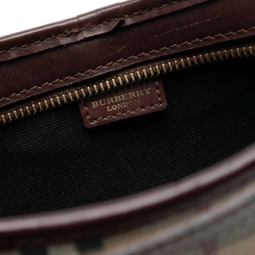 Burberry Haymarket Check Coated Canvas Shoulder Bag Brown Canvas Good condition - Model View