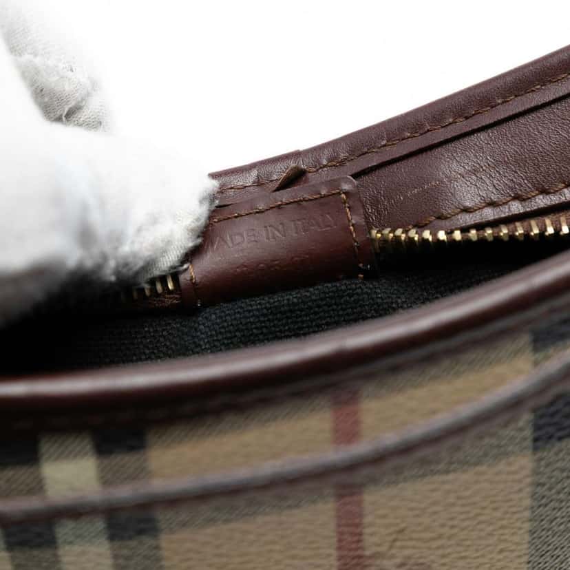 Burberry Haymarket Check Coated Canvas Shoulder Bag Brown Canvas Good condition - Box View
