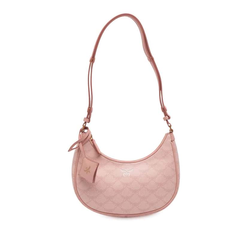 Mcm Small Lauretos Coated Canvas Himmel Ascending Moon Hobo Pink Canvas Good condition - Front View