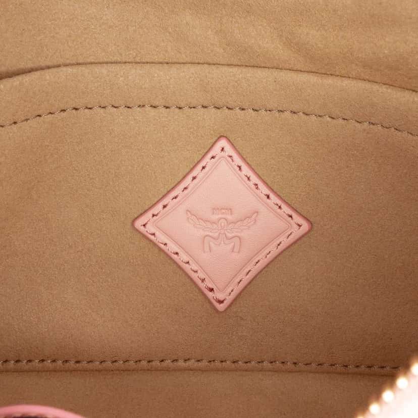 Mcm Small Lauretos Coated Canvas Himmel Ascending Moon Hobo Pink Canvas Good condition - Box View