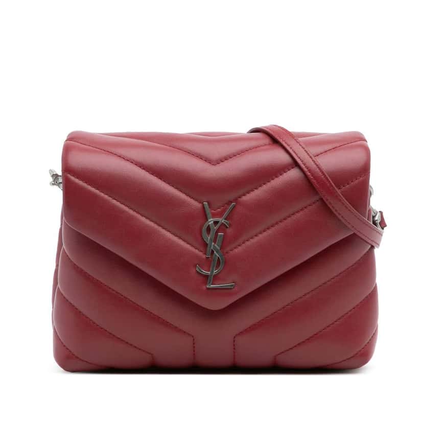 Saint Laurent Toy Matelasse Leather Monogram LouLou Crossbody Red Leather Good condition - Front View