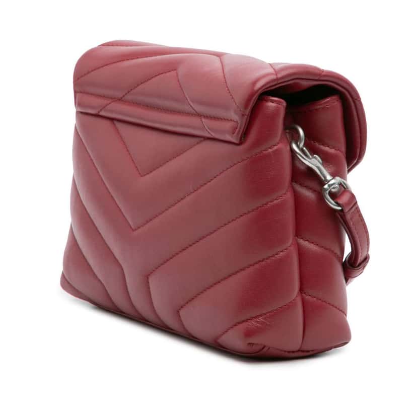 Saint Laurent Toy Matelasse Leather Monogram LouLou Crossbody Red Leather Good condition - Back View