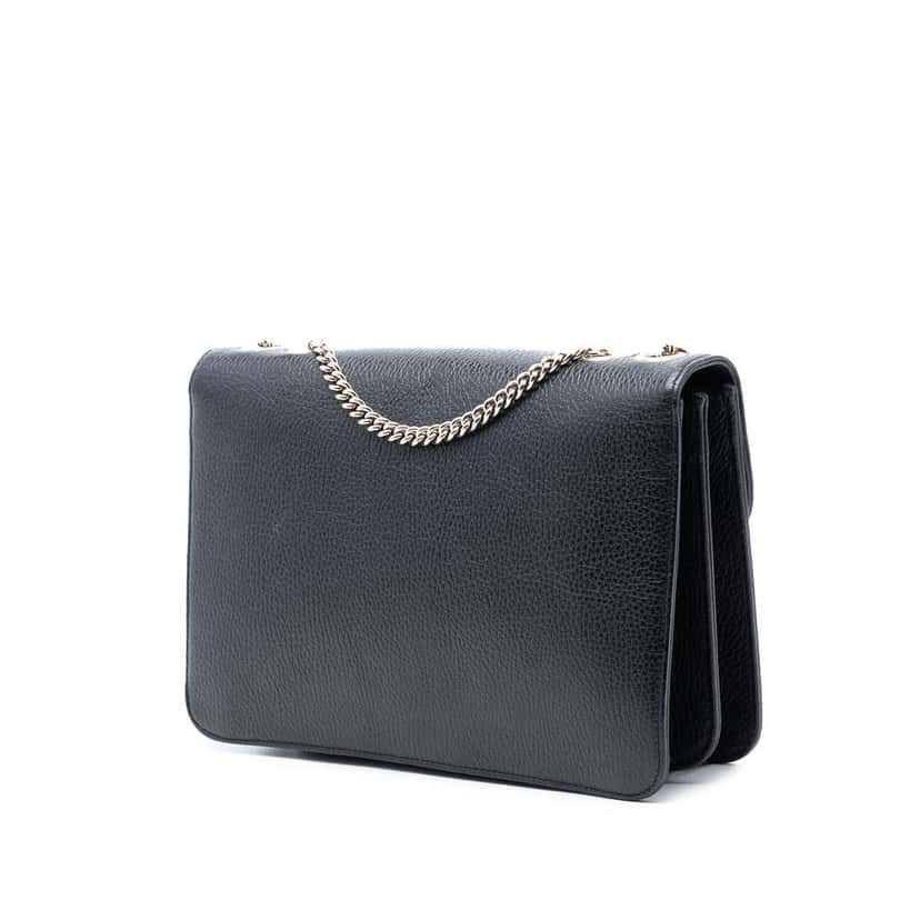 Gucci Medium Dollar Calfskin Interlocking G Crossbody Black Leather Good condition - Back View