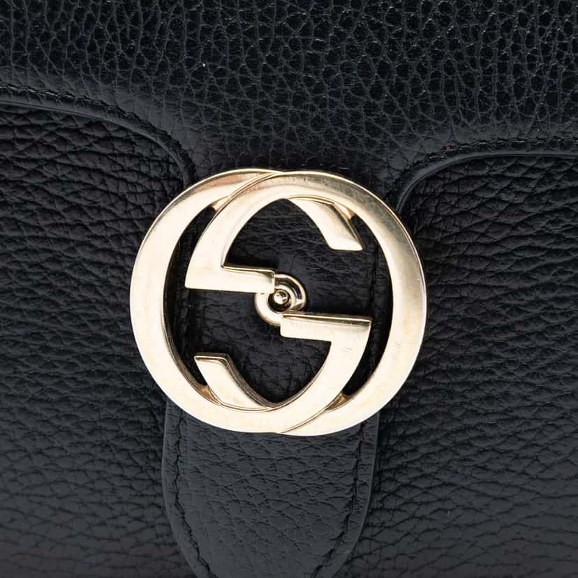 Gucci Medium Dollar Calfskin Interlocking G Crossbody Black Leather Good condition - Box View