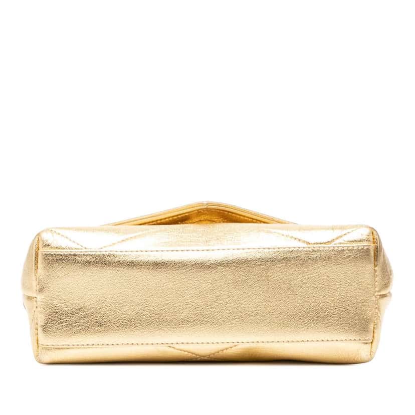 Chanel Mini CC Quilted Calfskin Camellia Crossbody Gold Leather Good condition - Inside View