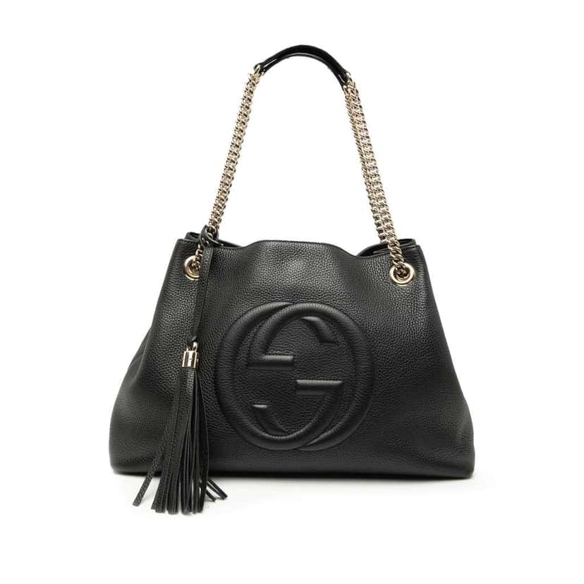 Gucci Medium Leather Soho Chain Tote Black Leather Good condition - Front View