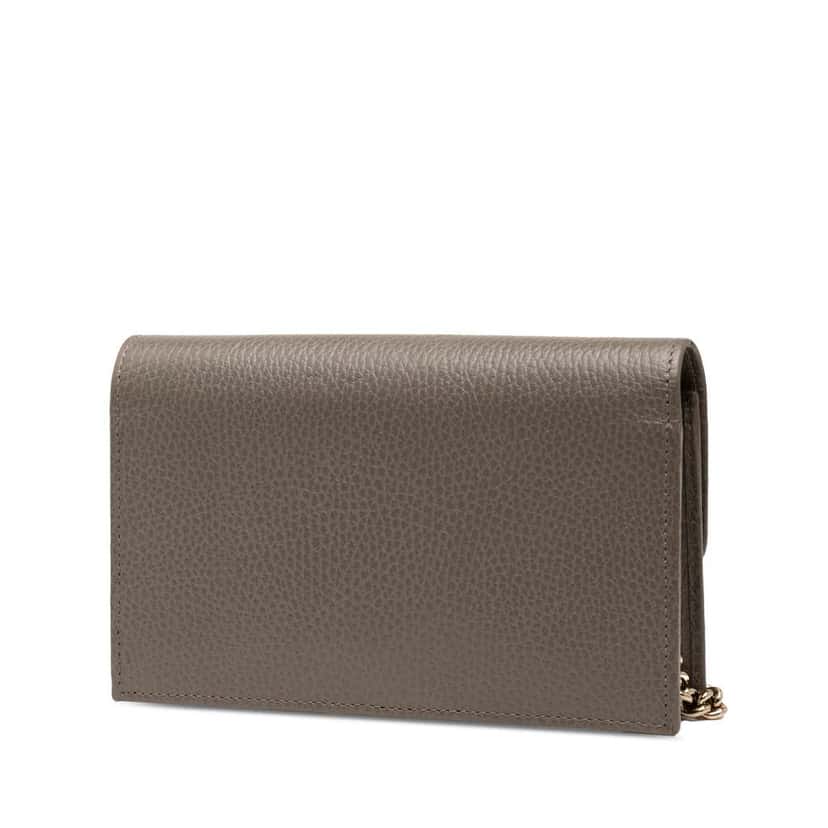 Gucci Interlocking G Dollar Calfskin Wallet on Chain Grey Leather Good condition - Back View