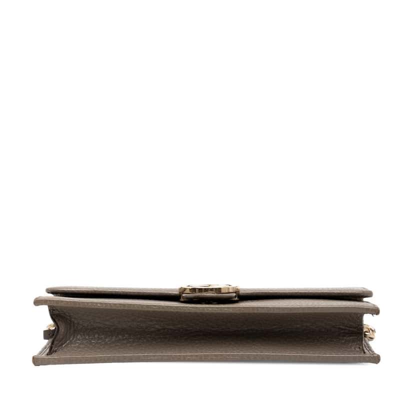 Gucci Interlocking G Dollar Calfskin Wallet on Chain Grey Leather Good condition - Inside View