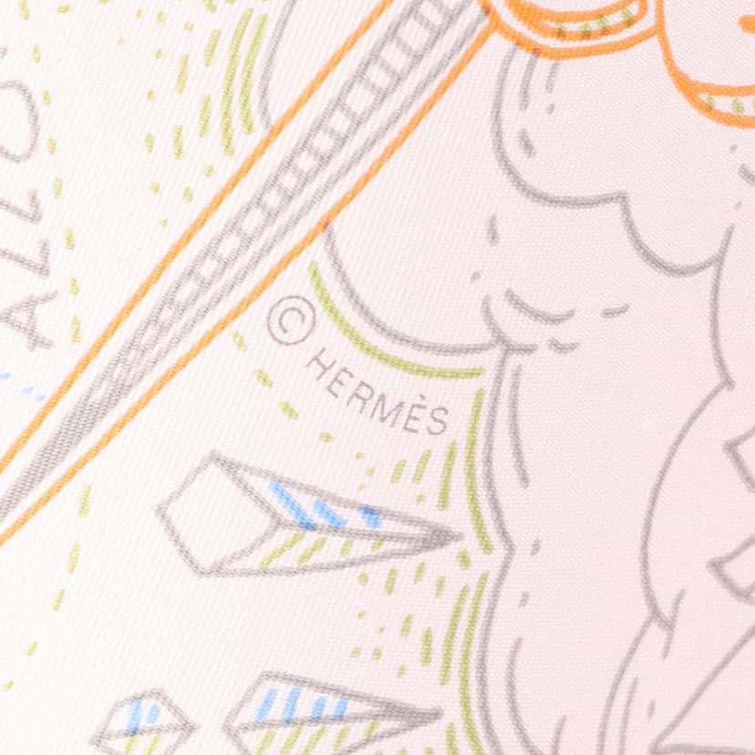 Hermès Please Hold The Line Silk Scarf Pink Silk Very good condition - Model View