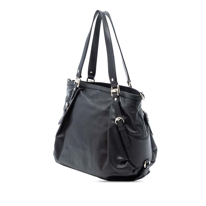 Gucci Leather Bridle Satchel Black Leather Good condition - Back View
