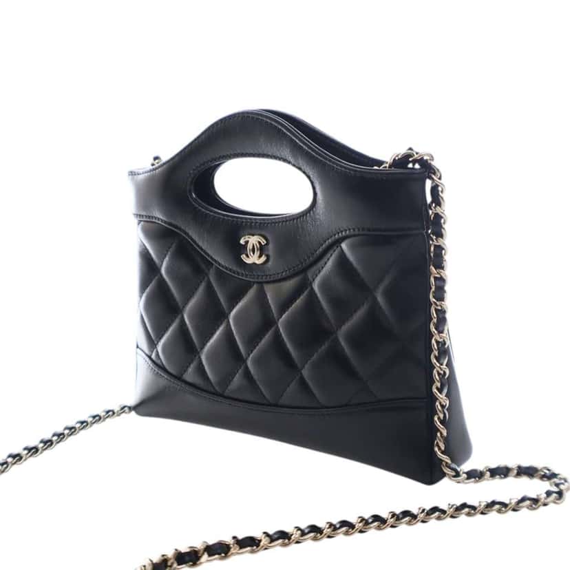 Chanel Nano Shiny Aged Calfskin 31 Shopping Bag Black Leather Good condition - Back View