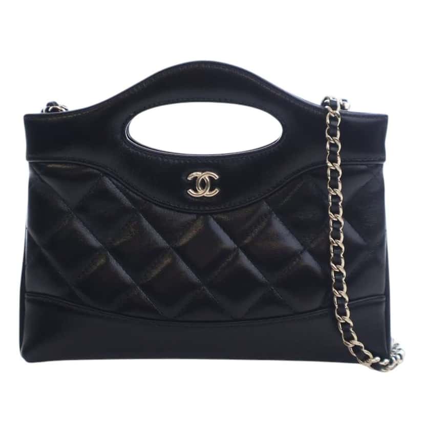 Chanel Nano Shiny Aged Calfskin 31 Shopping Bag Black Leather Good condition - Inside View