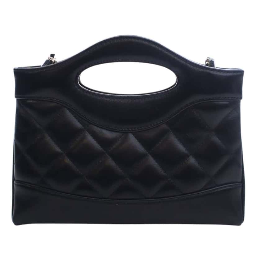 Chanel Nano Shiny Aged Calfskin 31 Shopping Bag Black Leather Good condition - Model View