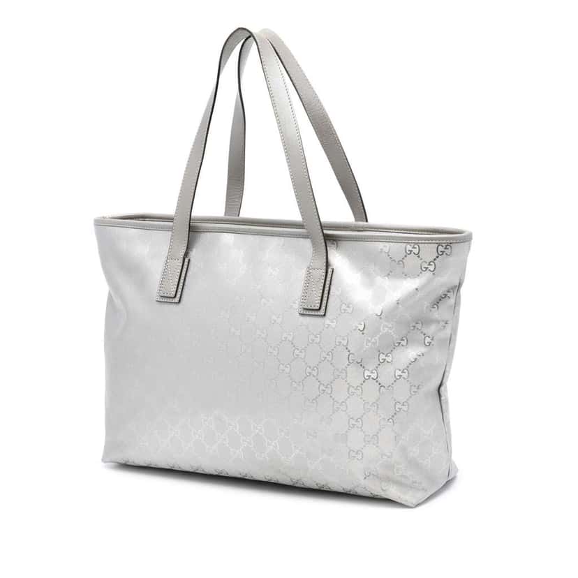 Gucci Medium GG Imprime Tote Silver Canvas Good condition - Back View