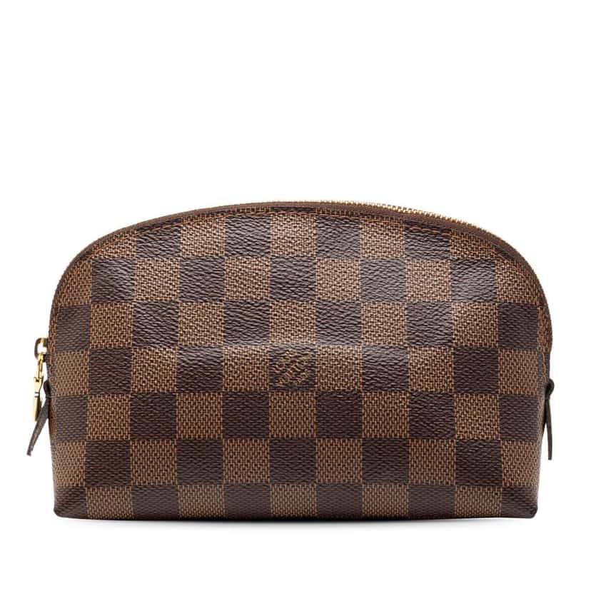 Louis Vuitton Damier Ebene Cosmetic Pouch PM Brown Canvas Good condition - Front View