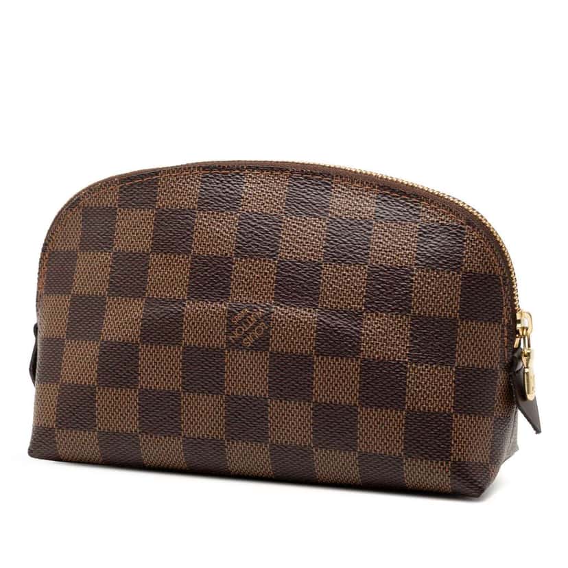 Louis Vuitton Damier Ebene Cosmetic Pouch PM Brown Canvas Good condition - Back View