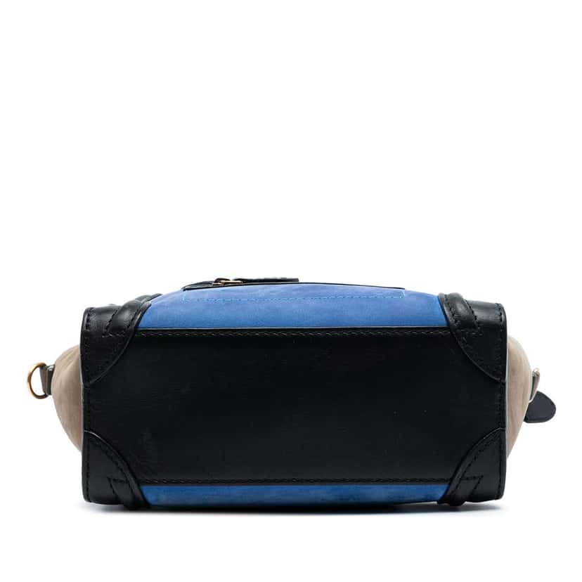 Celine Nano Tricolor Nubuck and Calfskin Luggage Tote Blue Leather Good condition - Inside View
