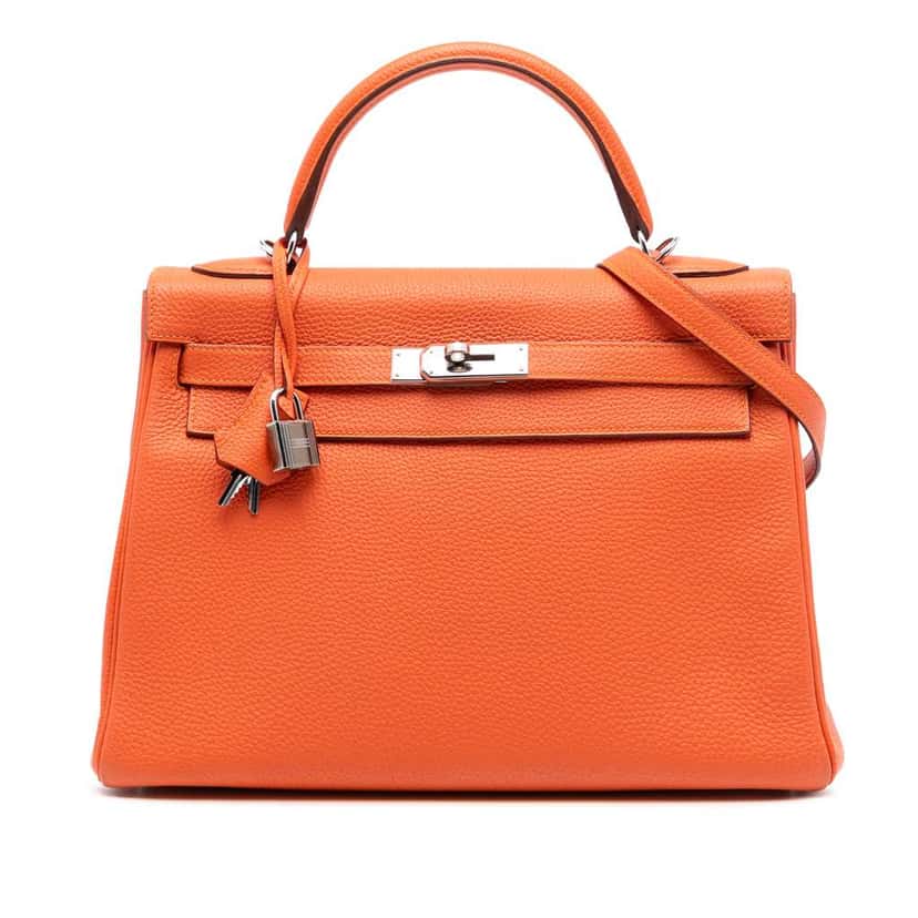 Hermès Togo Kelly II Retourne 32 Orange Leather Good condition - Front View