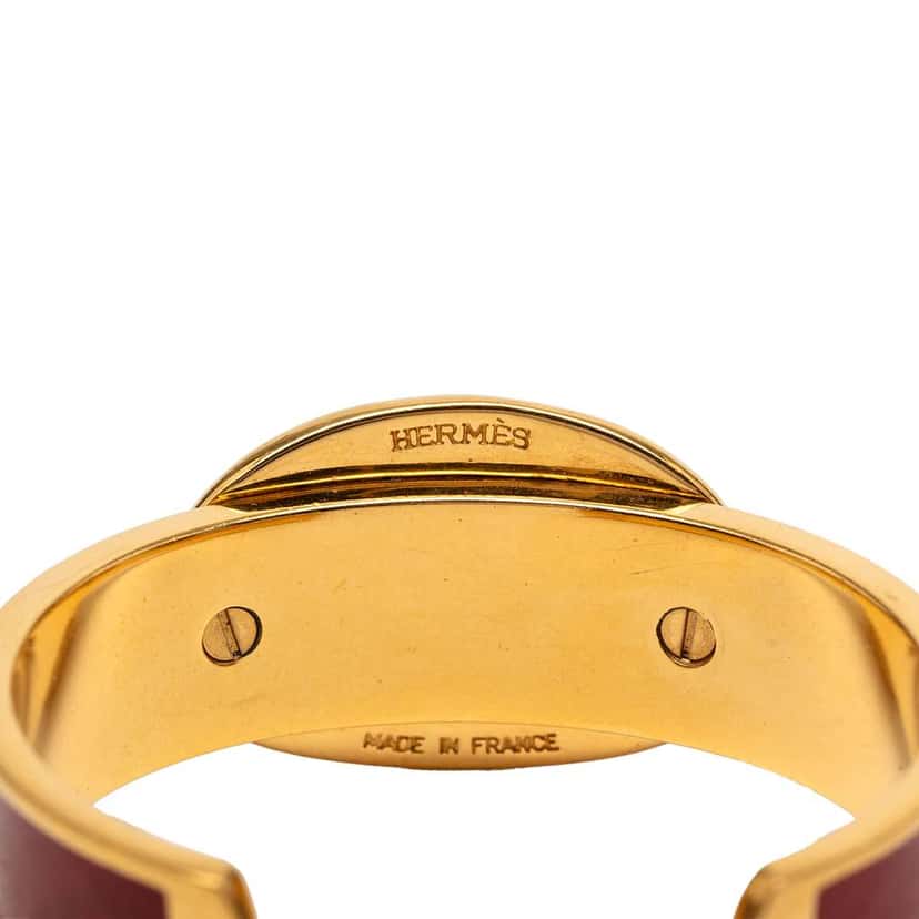 Hermès Gold Plated and Leather Chaine d Ancre Cuff Bracelet Gold Metal Good condition - Box View