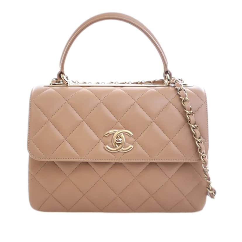 Chanel Small Quilted Lambskin Trendy CC Top Handle Flap Brown Leather Good condition - Front View