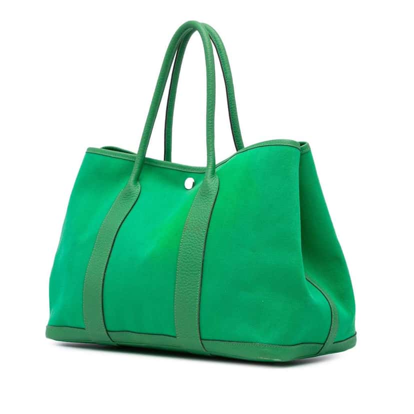 Hermès Toile and Negonda Garden Party 36 Green Canvas Good condition - Back View