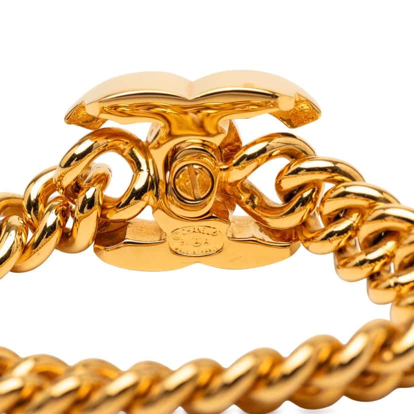 Chanel Gold Plated CC Turn Lock Bracelet Gold Metal Good condition - Model View
