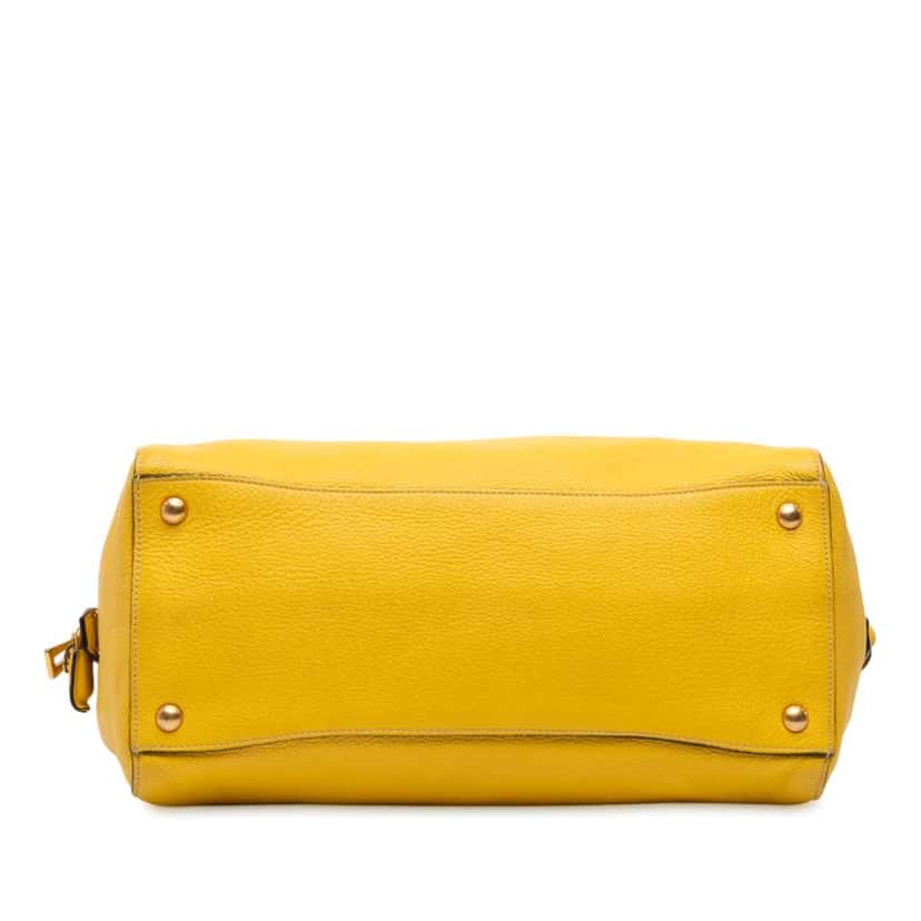 Prada Vitello Grain Satchel Yellow Leather Good condition - Inside View