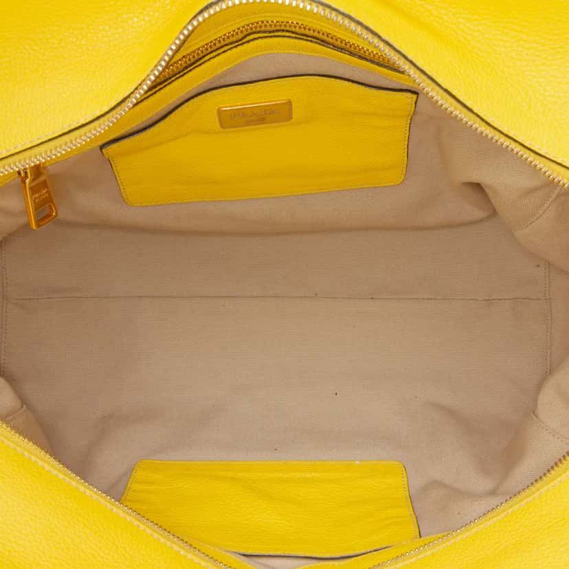 Prada Vitello Grain Satchel Yellow Leather Good condition - Model View