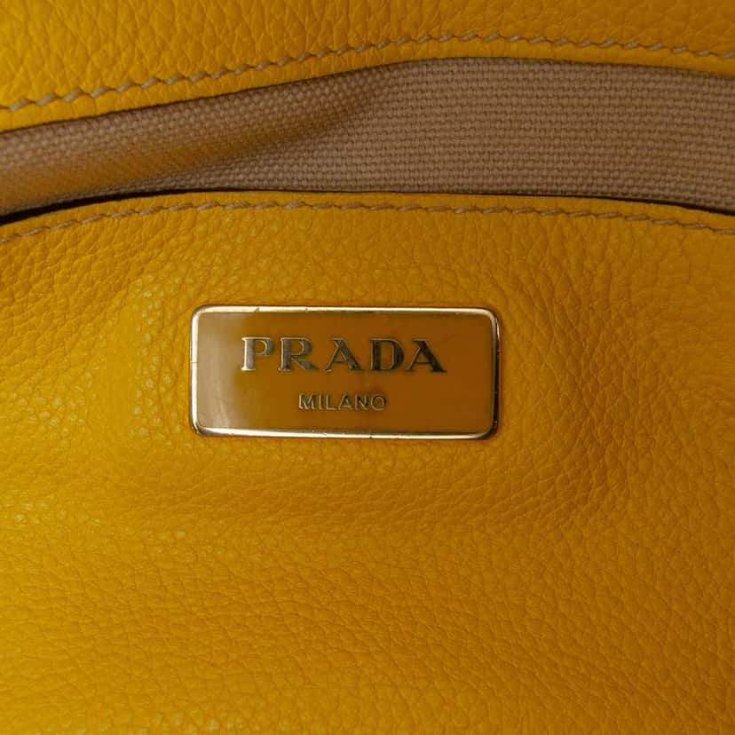 Prada Vitello Grain Satchel Yellow Leather Good condition - Box View