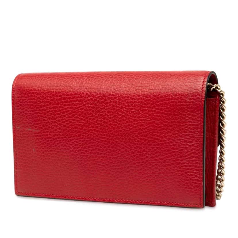 Gucci Leather Interlocking G Dollar Wallet on Chain Red Leather Very good condition - Back View