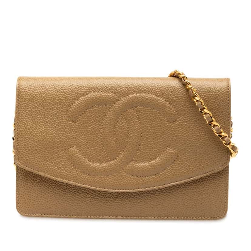 Chanel CC Caviar Wallet On Chain Brown Leather Good condition - Front View