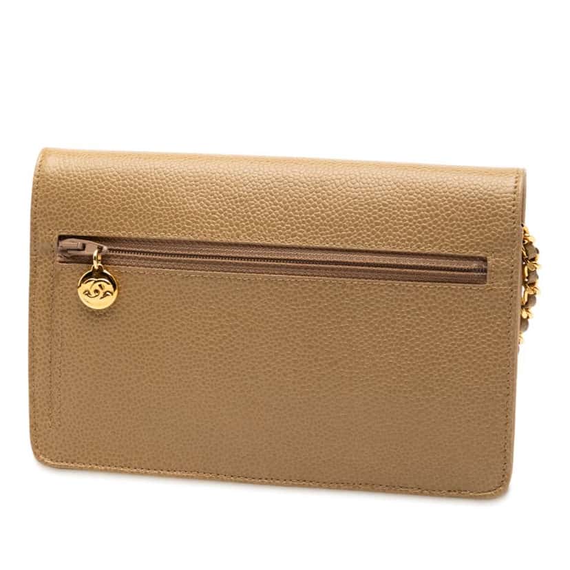 Chanel CC Caviar Wallet On Chain Brown Leather Good condition - Back View