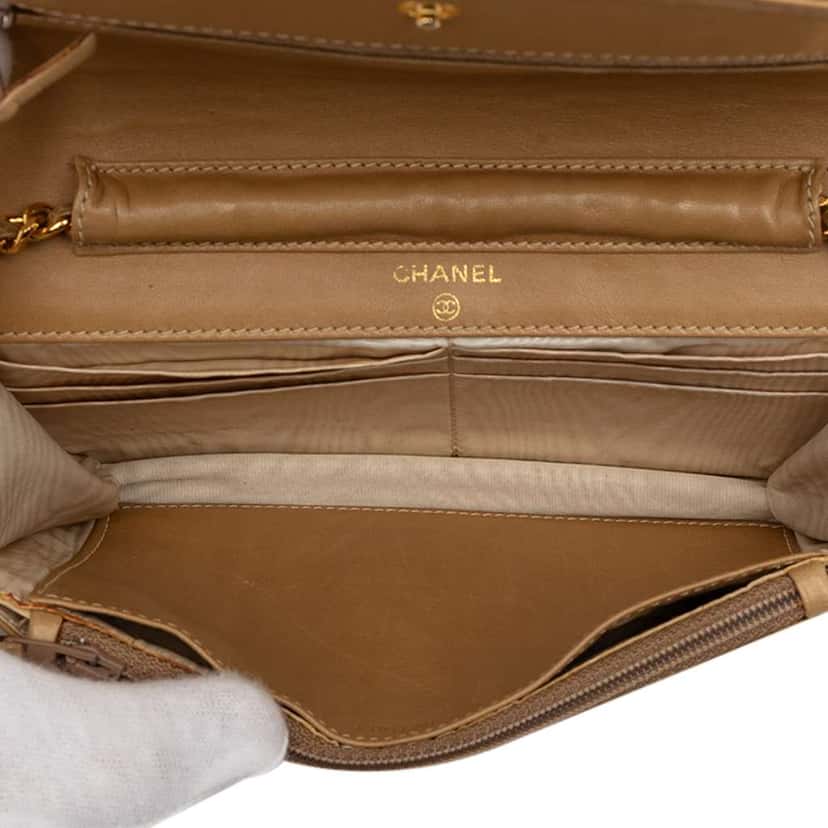 Chanel CC Caviar Wallet On Chain Brown Leather Good condition - Model View