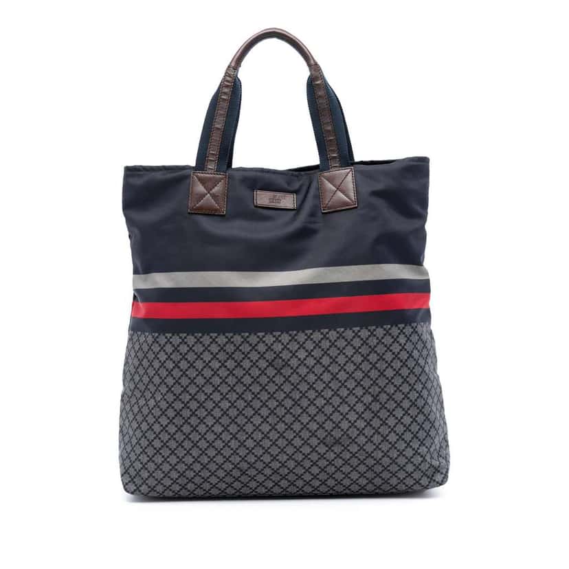 Gucci Diamante Web Nylon Tote Blue Very good condition - Front View