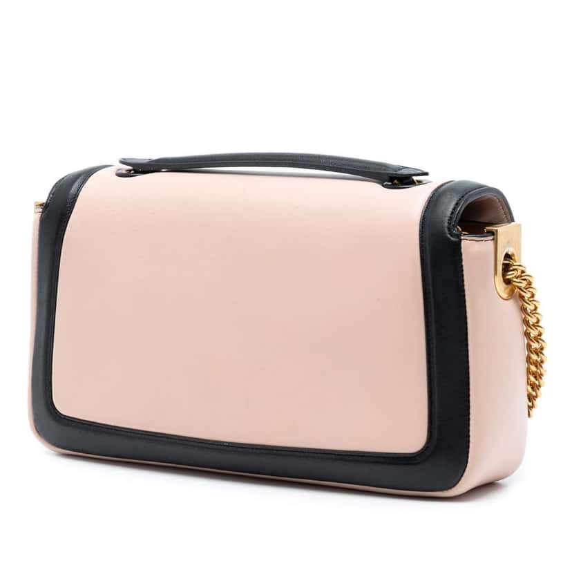 Fendi Bicolor Leather Chain Midi Baguette Pink Leather Very good condition - Back View