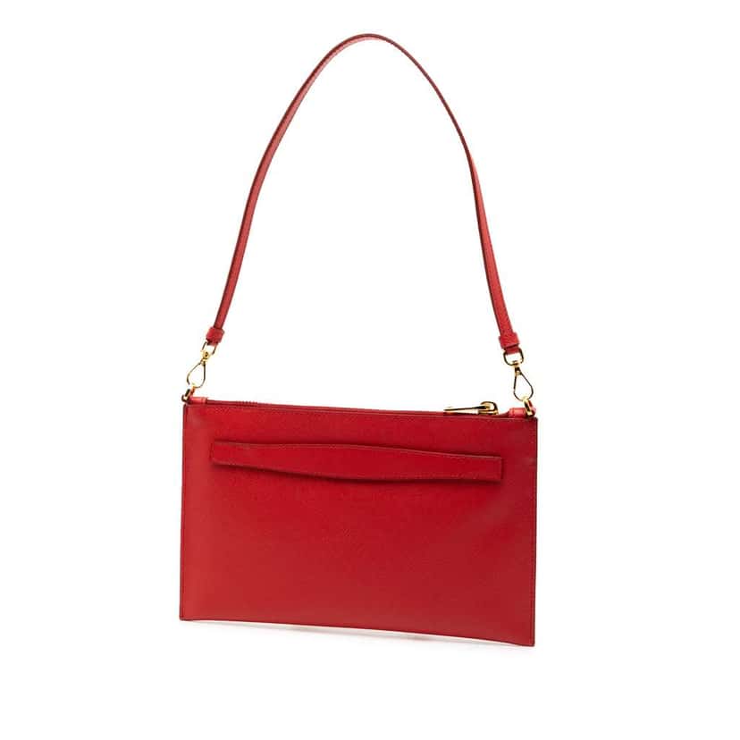 Prada Saffiano Shoulder Bag Red Leather Good condition - Back View