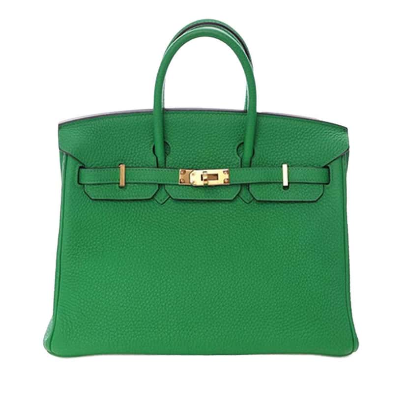Hermès Togo Birkin Retourne 25 Green Leather Good condition - Front View