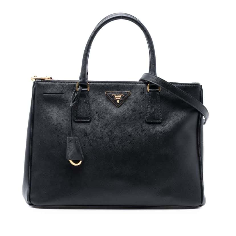 Prada Medium Saffiano Lux Galleria Double Zip Satchel Black Leather Good condition - Inside View
