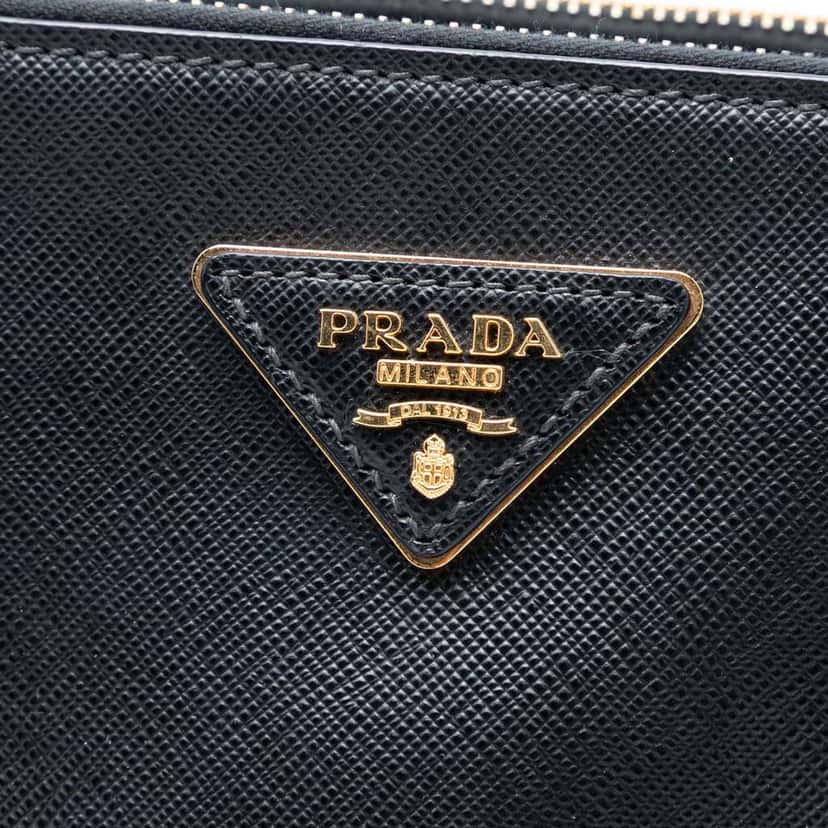 Prada Medium Saffiano Lux Galleria Double Zip Satchel Black Leather Good condition - Box View