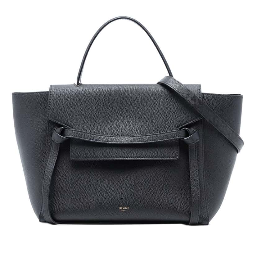 Celine Mini Grained Calfskin Belt Bag Black Leather Good condition - Front View