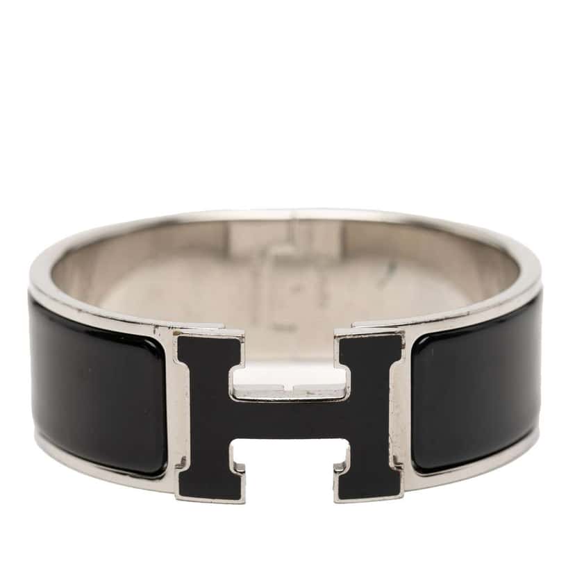 Hermès Wide Enamel Clic Clac H Bracelet PM Black Very good condition - Front View