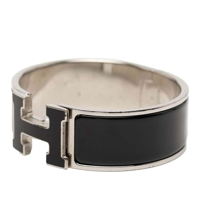 Hermès Wide Enamel Clic Clac H Bracelet PM Black Very good condition - Back View