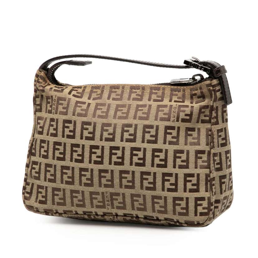 Fendi Zucchino Canvas Handbag Brown Canvas Good condition - Back View