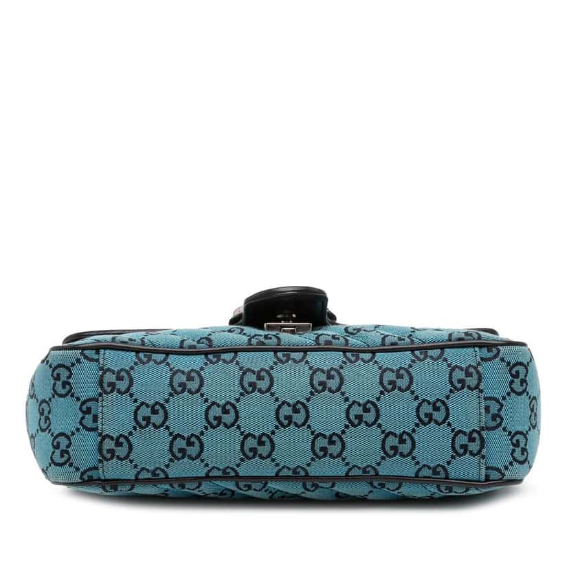 Gucci Medium GG Marmont Matelasse Diagonal GG Canvas Shoulder Bag Blue Canvas Very good condition - Inside View