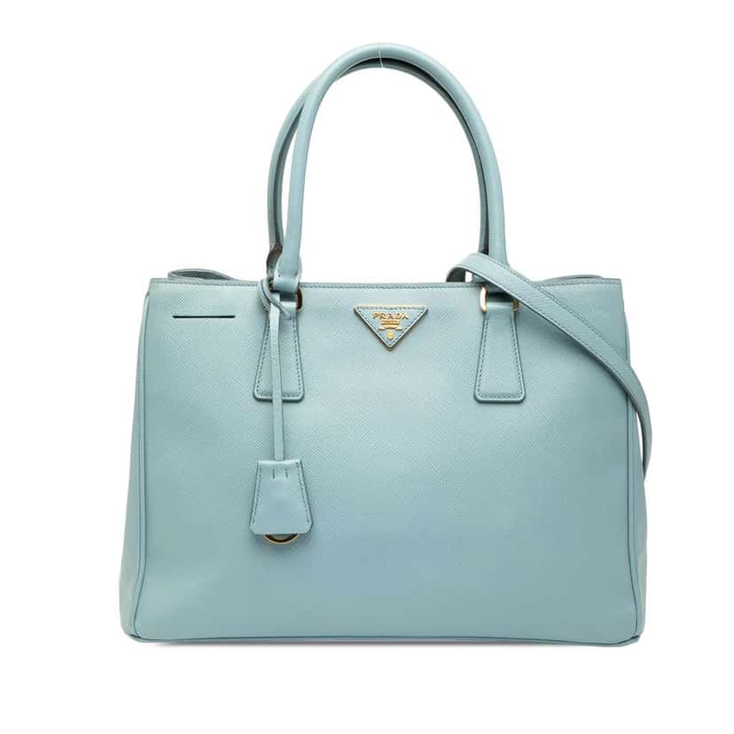 Prada Medium Saffiano Lux Galleria Satchel Blue Leather Very good condition - Front View