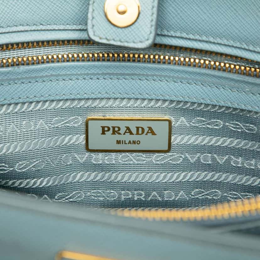 Prada Medium Saffiano Lux Galleria Satchel Blue Leather Very good condition - Box View